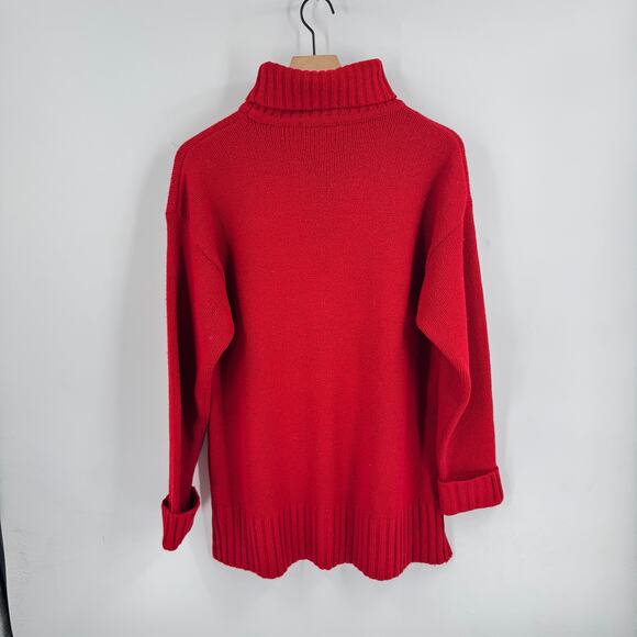 Vintage Express Tricot Red Turtleneck Sweater Large Hong Kong 90s Oversized Cozy - Picture 2 of 7